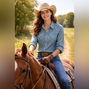 Tin Haul Blue Paisley Western Button-Down Shirt